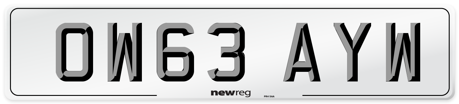 OW63 AYW Number Plate from New Reg
